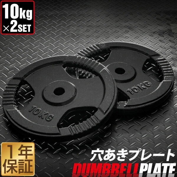 バーベル 用 プレート 穴あき 10kg 2個セット 追加 ダンベルプレート