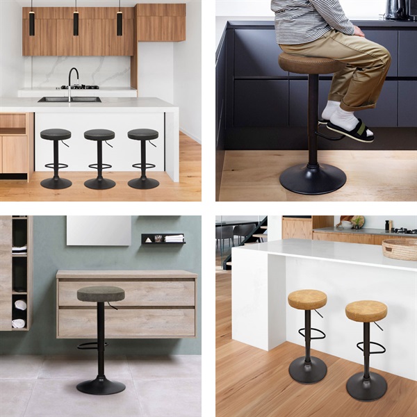 6/25迄】ホワイトレザー油圧式バーチェア カウンターチェア バース