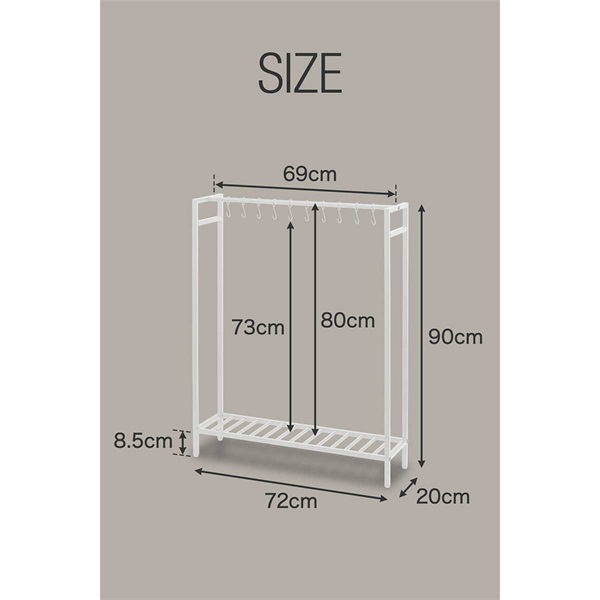 ハンガーラック おしゃれ 頑丈 シンプル スリム 幅72cm 高さ90cm 落ち