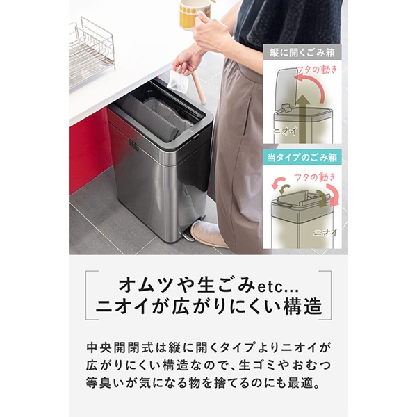 ゴミ箱 ステンレス スリム ペダル 中央開閉式 40L ごみ箱