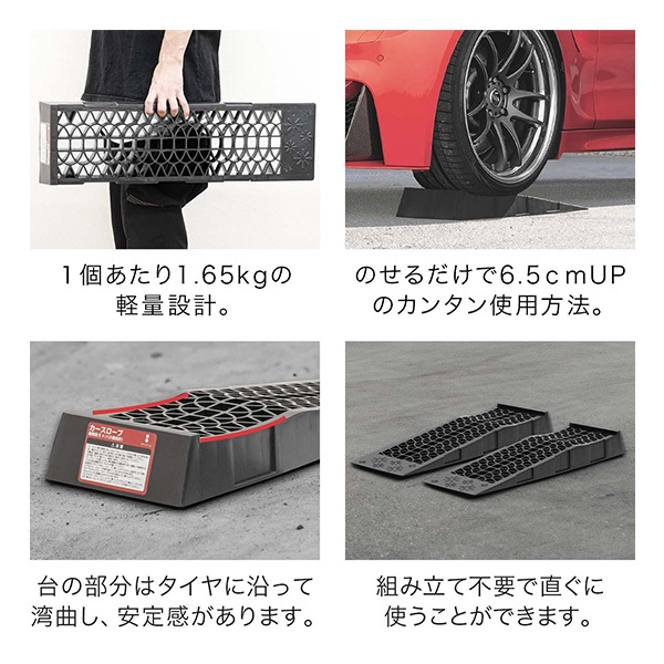 カースロープ カーランプ 自動車用スロープ 2本組 高さ6.5cm 耐荷重5
