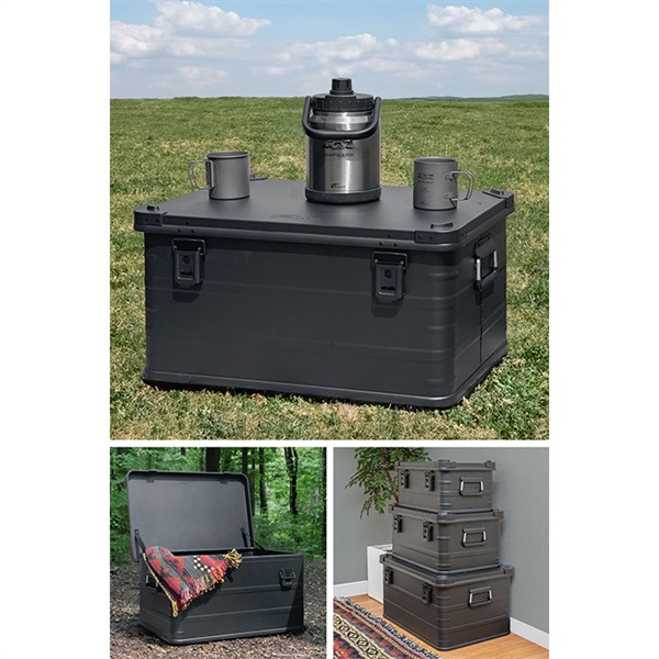 FIELDOOR アルミ コンテナボックス 蓋付き マットブラック Lサイズ 74L