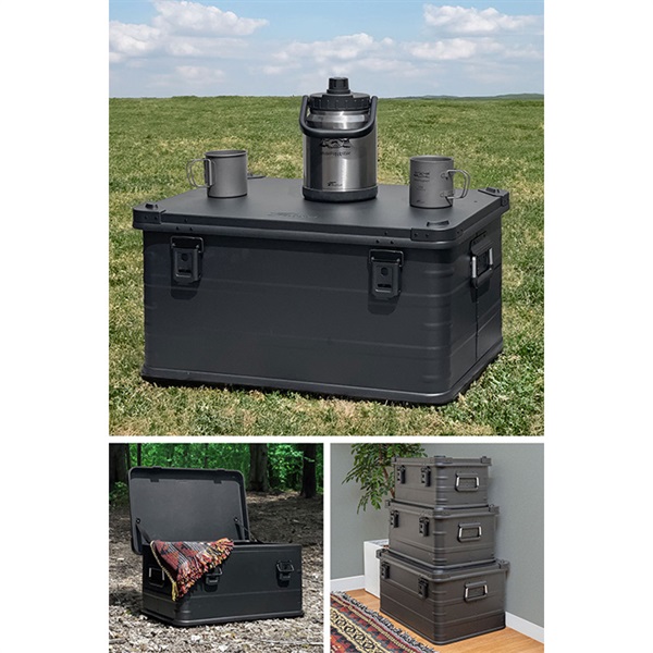 FIELDOOR アルミ コンテナボックス 蓋付き マットブラック M/Lサイズ