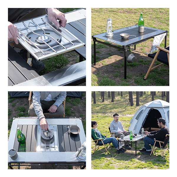 FIELDOOR アウトドア アルミパネルテーブル 幅90cm×60cm 45cm 天