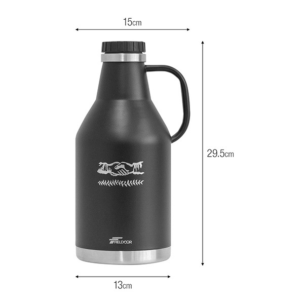 FIELDOOR 炭酸ボトル 1.9L 水筒 氷 炭酸 OK 可能 アウトドア 保冷 保温