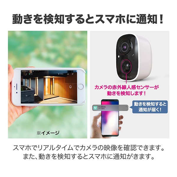 防犯カメラ 屋外 家庭用 ワイヤレス 工事不要 電源不要 ソーラー