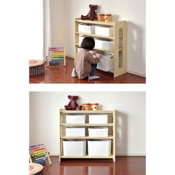 RiZKiZ お片付けラック 4段 おもちゃ収納 幅83cm 棚 シェルフ 子供用