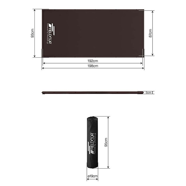 FIELDOOR 車中泊 マット 厚さ 5cm Mサイズ 幅93cm 収納袋付