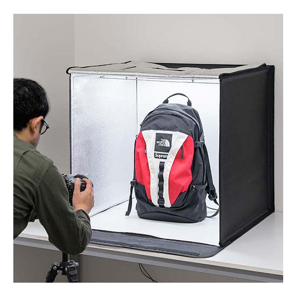 撮影キット 撮影ブース 撮影ボックス 70x70cm LEDライト付き 背景布 3