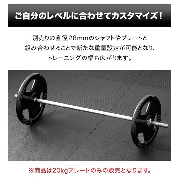 バーベル 用 プレート 穴あき 20kg 1枚 単品 追加 ダンベルプレート