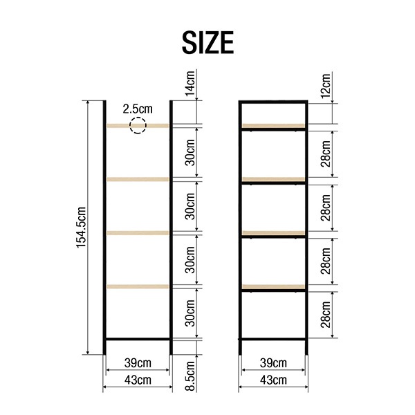 ラック スチール 幅43cm 5段 シェルフ オープンラック ディスプレイ