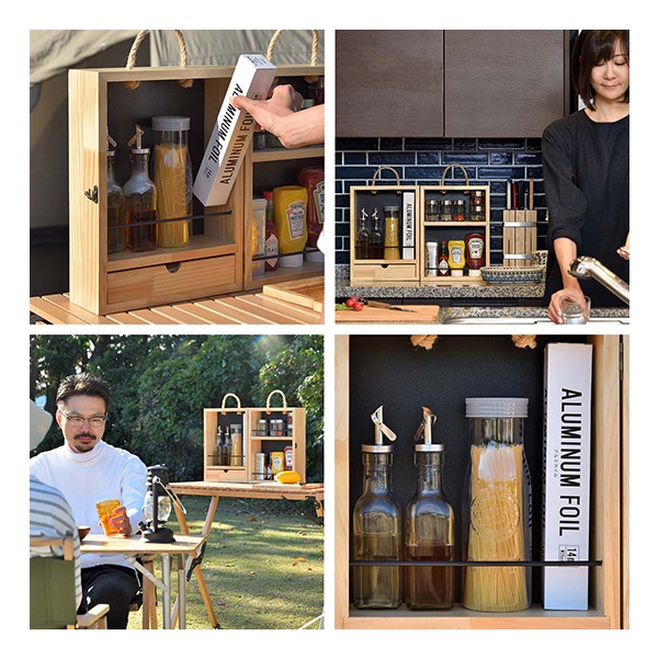 FIELDOOR スパイスボックス 木製 調味料入れ 折りたたみ キャンプ