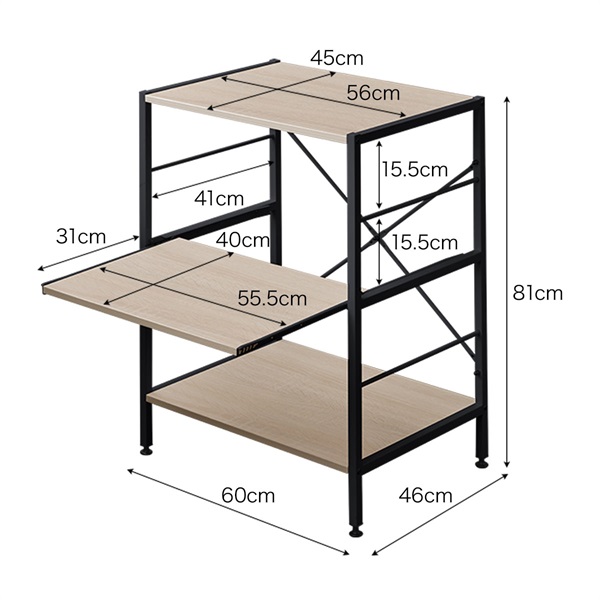 レンジ台 レンジラック 幅60 スリム 3段 大型レンジ対応 60×46×81cm