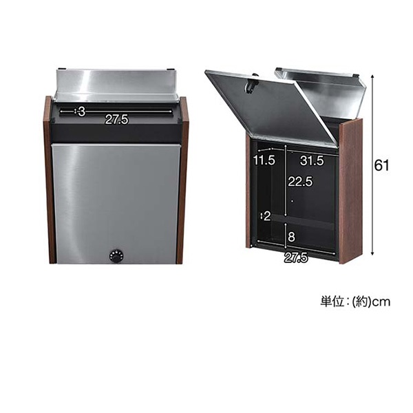 ポスト 郵便ポスト 郵便受け ステンレス 木目調 ダイヤル式 鍵