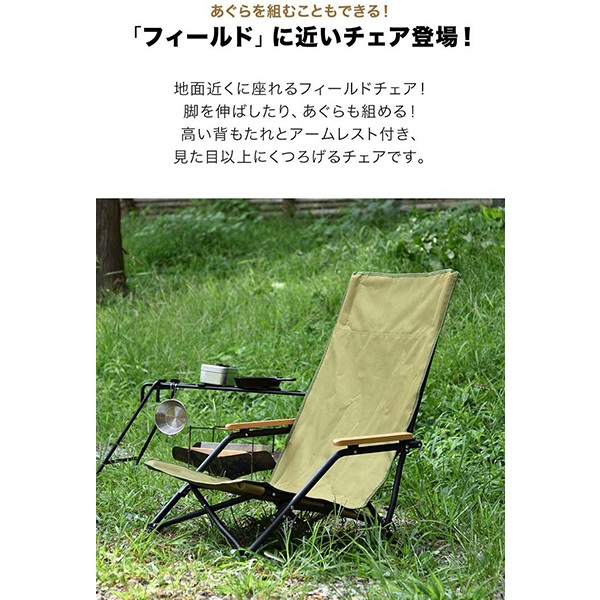 FIELDOOR アウトドア チェア 2脚組 ローチェア アームチェア 肘付き