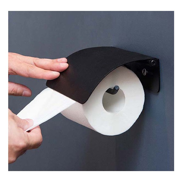 トイレットペーパーホルダー シングル アイアン ブラック 太巻き