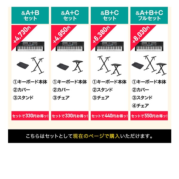 RiZKiZ 電子キーボード 61鍵盤 選べるスタンド/チェア/カバーセットも