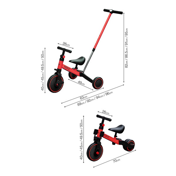 三輪車 折りたたみ 手押し棒付き 4WAY キッズバイク 乗用玩具