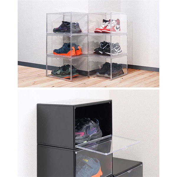 新品６個セットマグネット付きシューズBOX &収納BOX(色＝ブラック) img_shoescase02.jpg