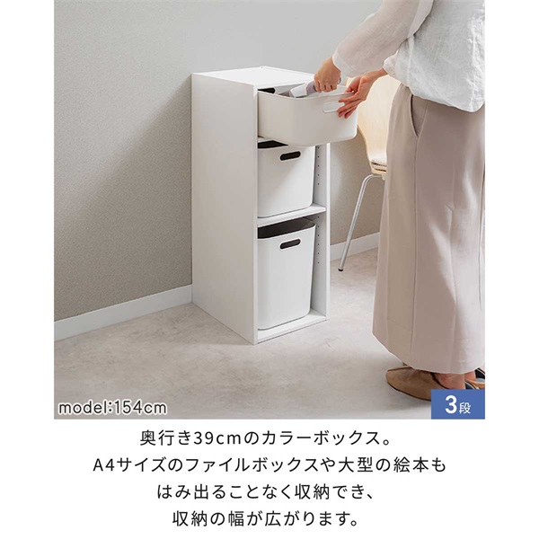 カラーボックス 選べる 2段/3段 奥深 高さ調整 可動棚 スリム幅 29.5cm