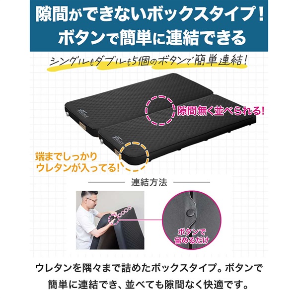 FIELDOOR キャンプ マット シングル ダブル 幅75cm 幅132cm 極厚 厚さ